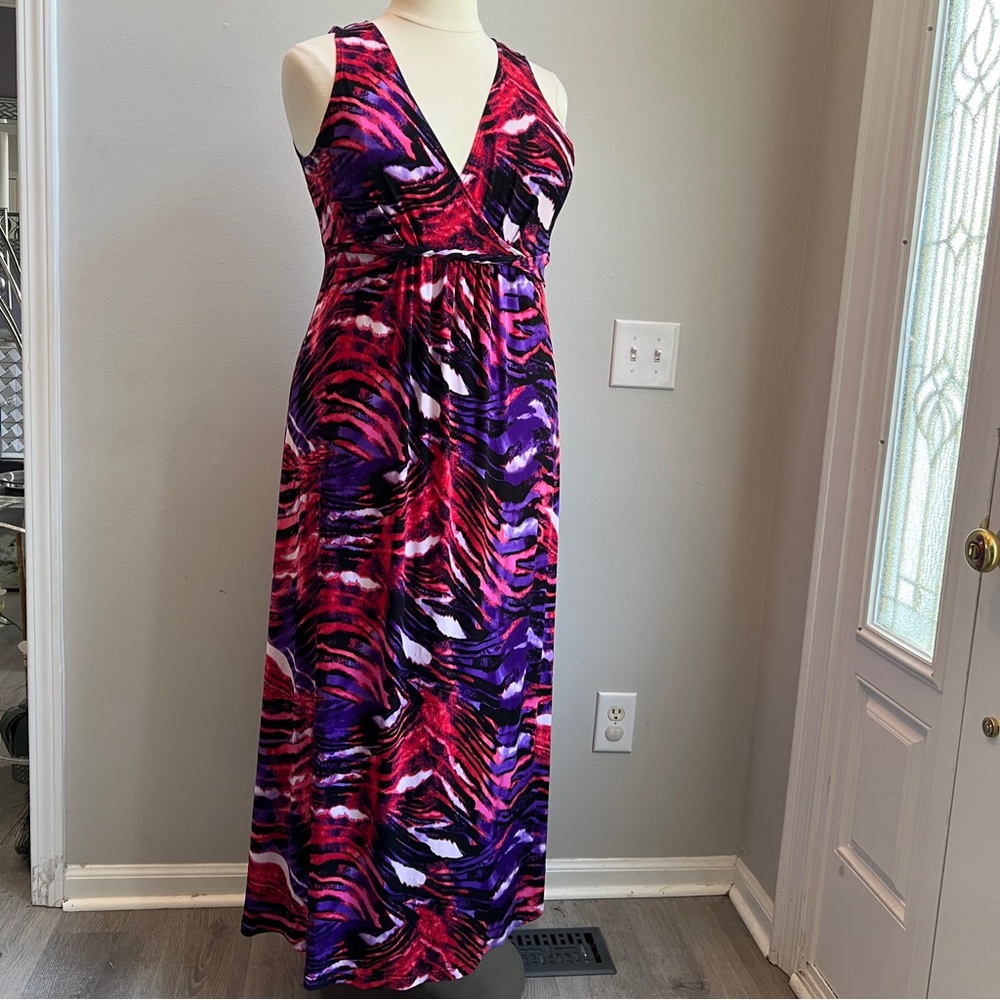 NY Collections Vibrant Purple and Pink Maxi Dress Size XL